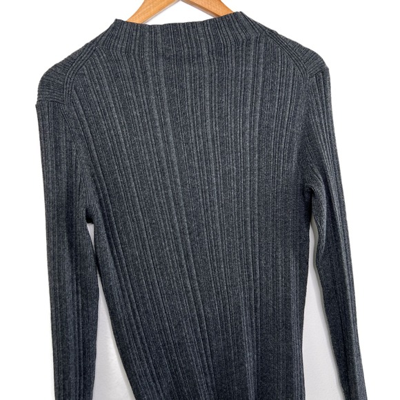 ALLSAINTS Ribbed Mock Neck Long Sleeve Sweater Dark Gray Size Large - Picture 6 of 8